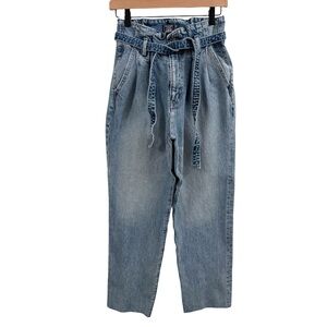 Abercrombie & Fitch Light Blue Paperbag Mom Jeans